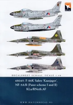 DD48045 F-86K Sabre & NF-5A/B Freedom Fighter, niederländische Luftwaffe