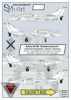 SY72915S Rafale B/C/M Stencils in französischer Sprache