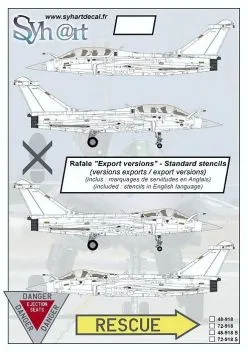 SY72918S Rafale Stencils in englischer Sprache