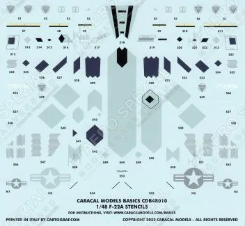 CDB48010 F-22A Raptor Stencils und Nationalitätskennzeichen