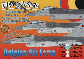 DCD7276 F-16A/B MLU Fighting Falcon belgische Luftwaffe Staffelzeichen, Zappings und Stencils