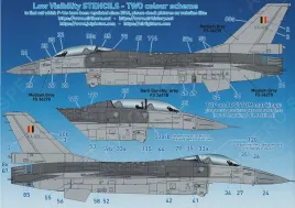 DCD7276 F-16A/B MLU Fighting Falcon belgische Luftwaffe Staffelzeichen, Zappings und Stencils