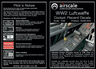 AS48SCH Cockpit-Beschriftungen und Datenschilder für Flugzeuge Luftwaffe WK II